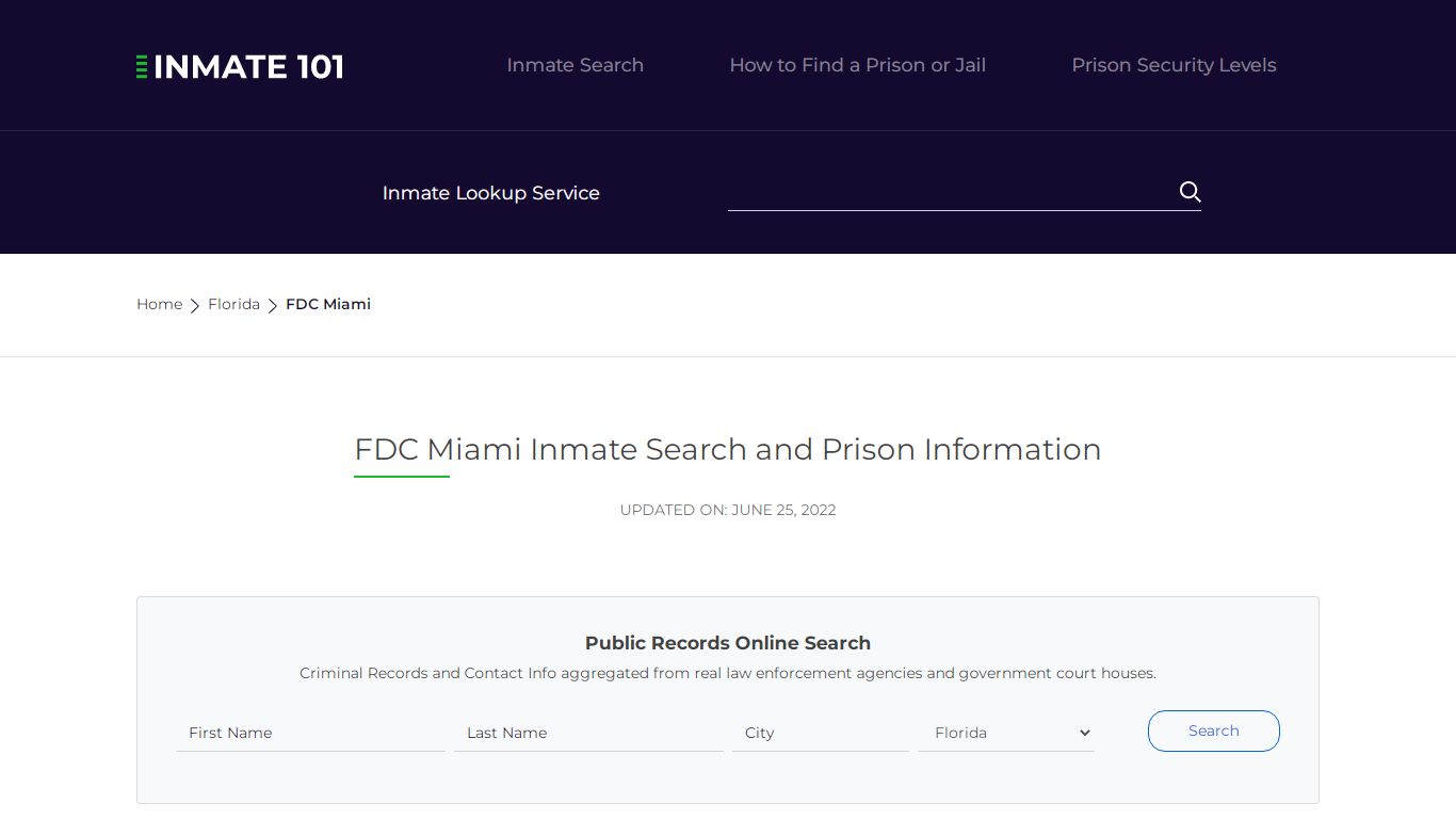 FDC Miami Inmate Search | Lookup | Roster
